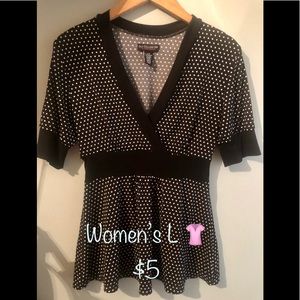 Women’s Black w/white Polka Dot Blouse
